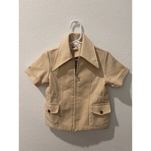 Vintage Good Lad Toddler Boys Tan Safari Jacket Zip Front Dagger Collar‎ Size 2T